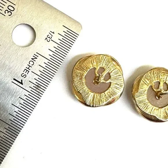 Rose quartz gold tone post earrings - Picture 6 of 6